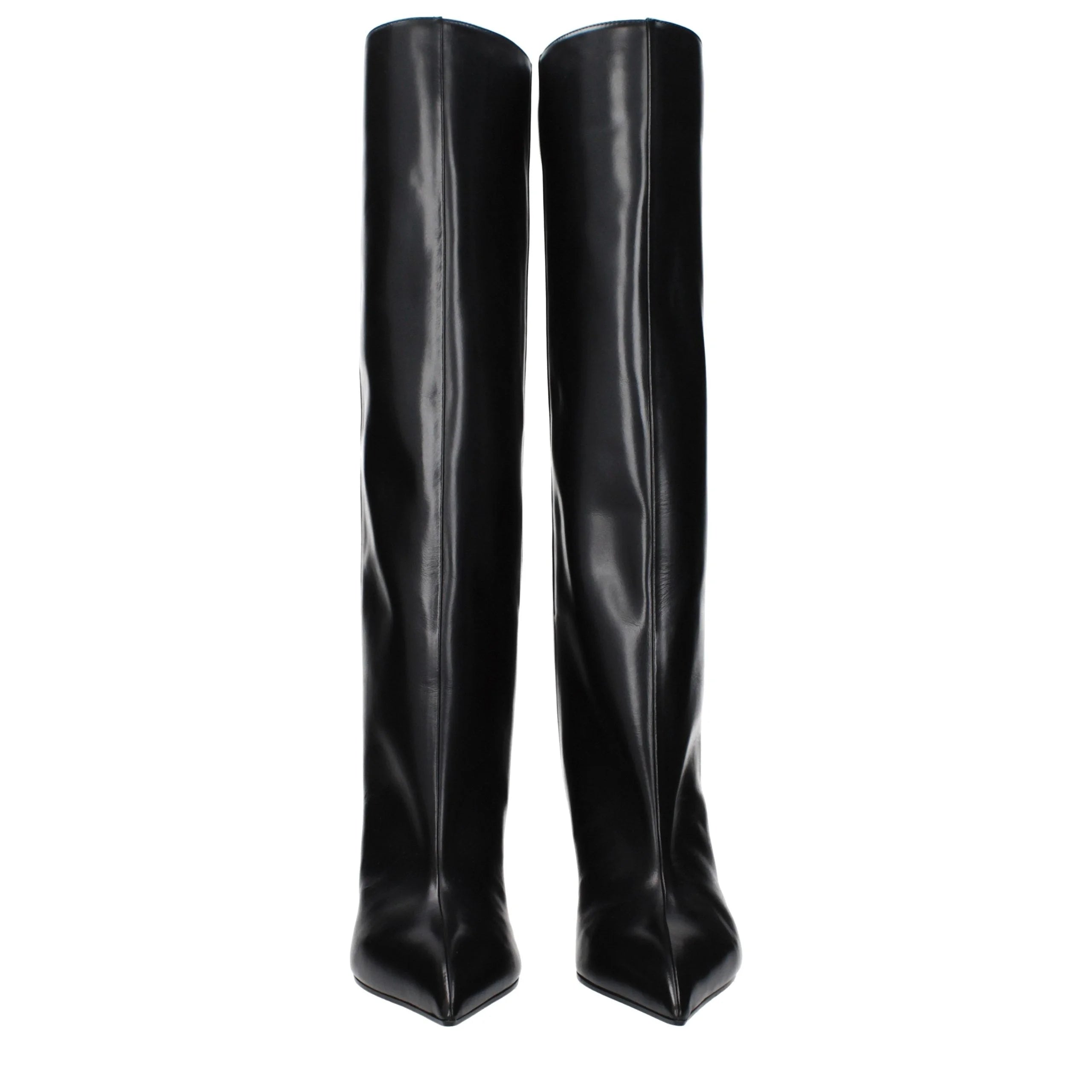 The Attico Black Leather High Heel Boots - EU36/US6