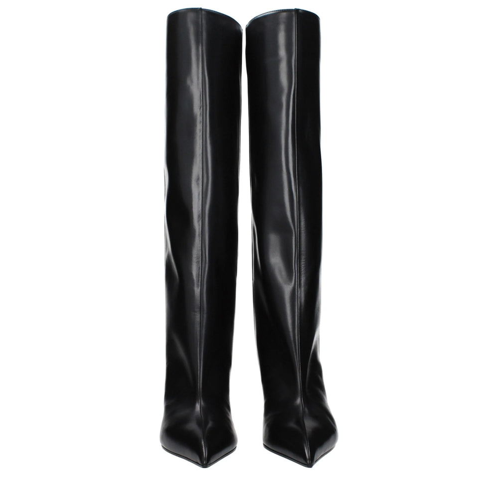 The Attico Black Leather High Heel Boots - EU36/US6