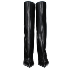 The Attico Black Leather High Heel Boots - EU36/US6