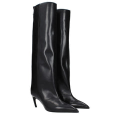 The Attico Black Leather High Heel Boots - EU36/US6