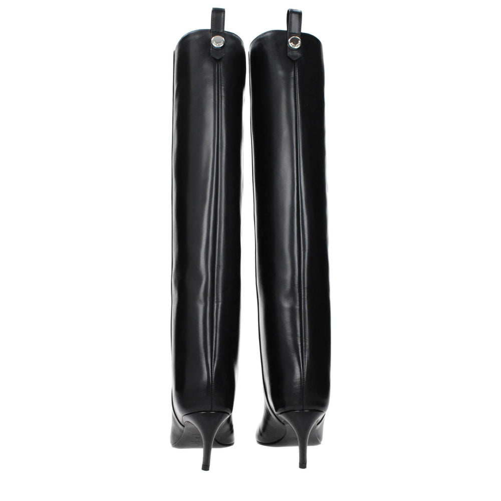 The Attico Black Leather High Heel Boots - EU36/US6