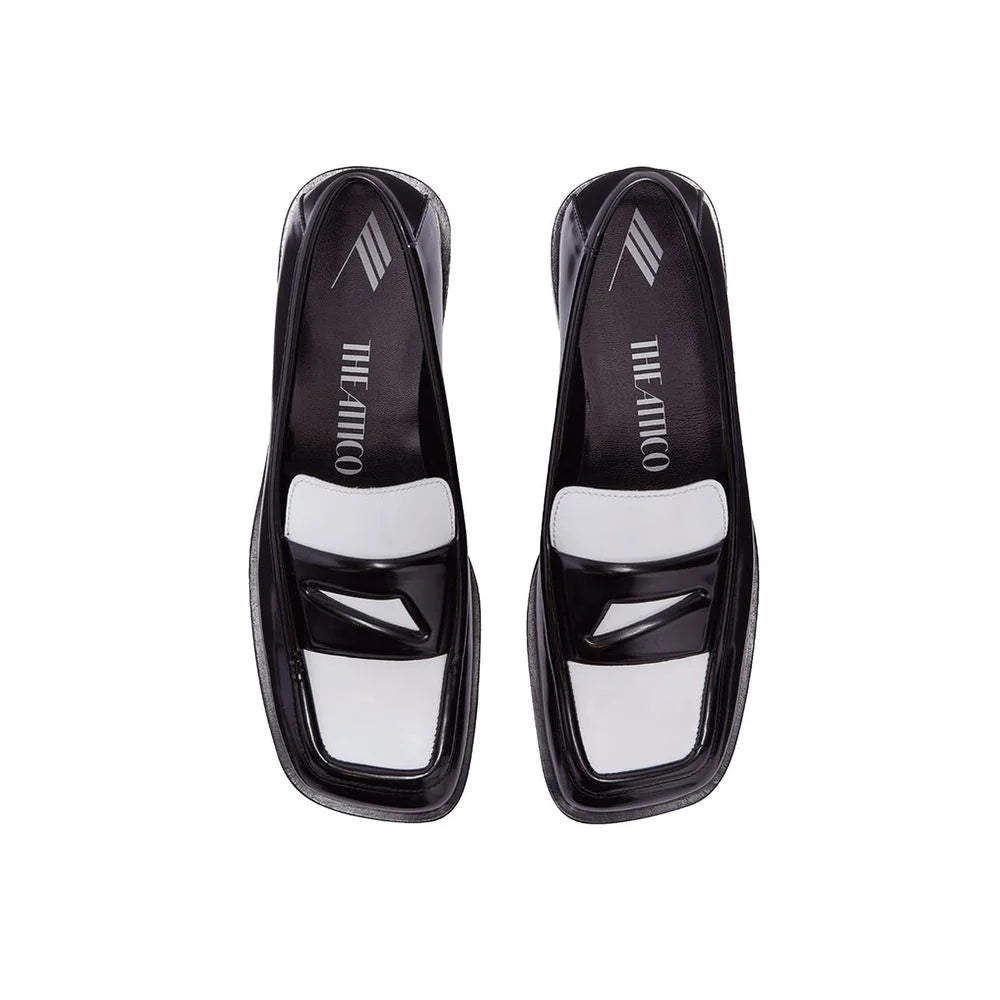 The Attico Black Leather Slip-On Loafers