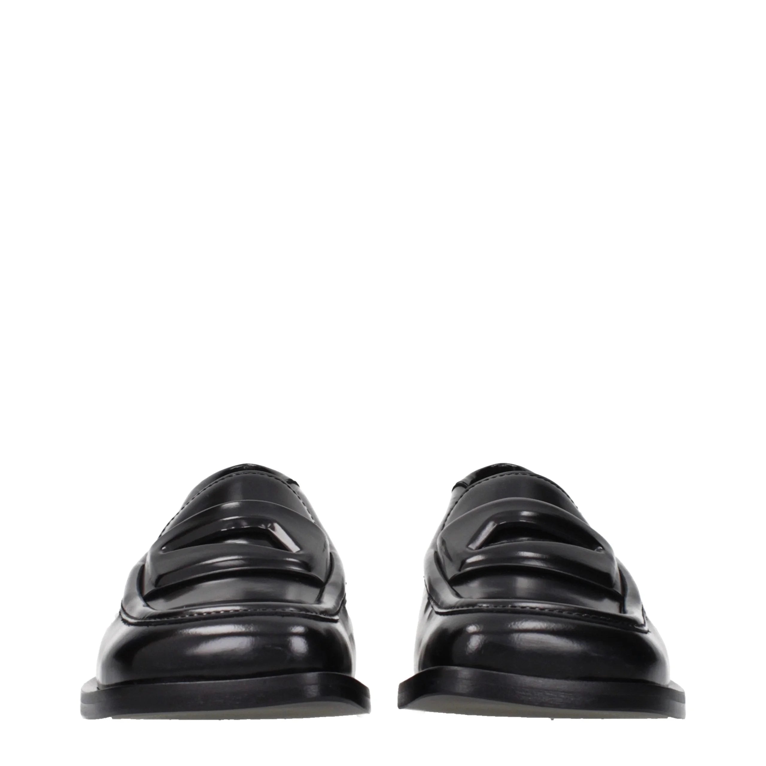 The Attico Black Leather Slip-On Loafers