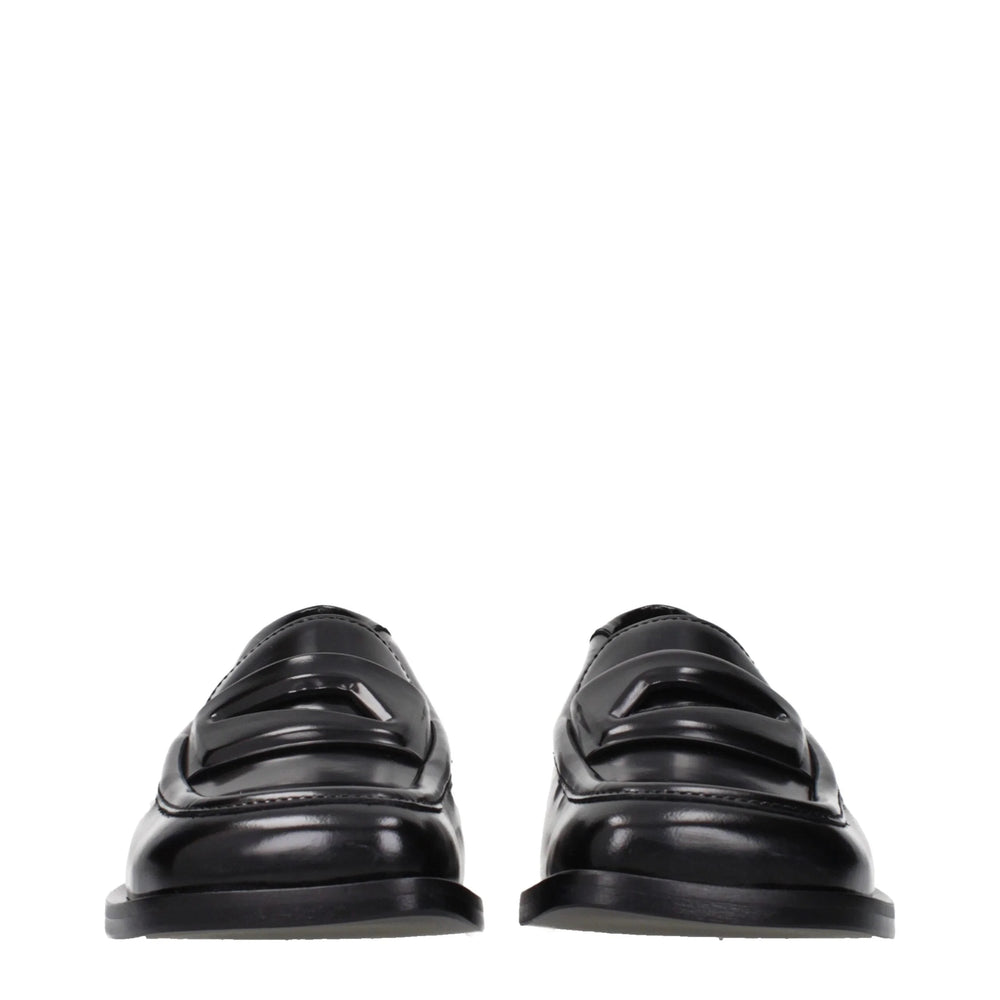 The Attico Black Leather Slip-On Loafers