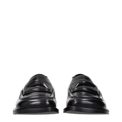The Attico Black Leather Slip-On Loafers