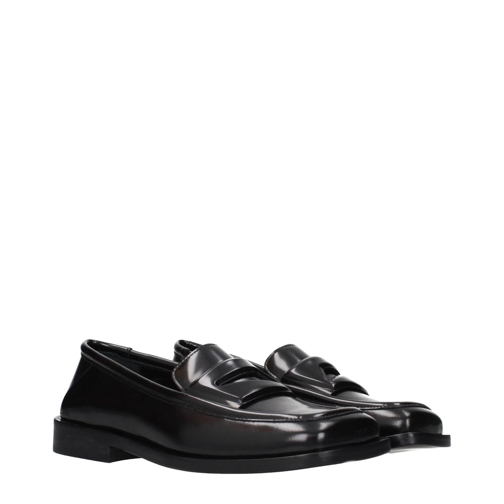 The Attico Black Leather Slip-On Loafers