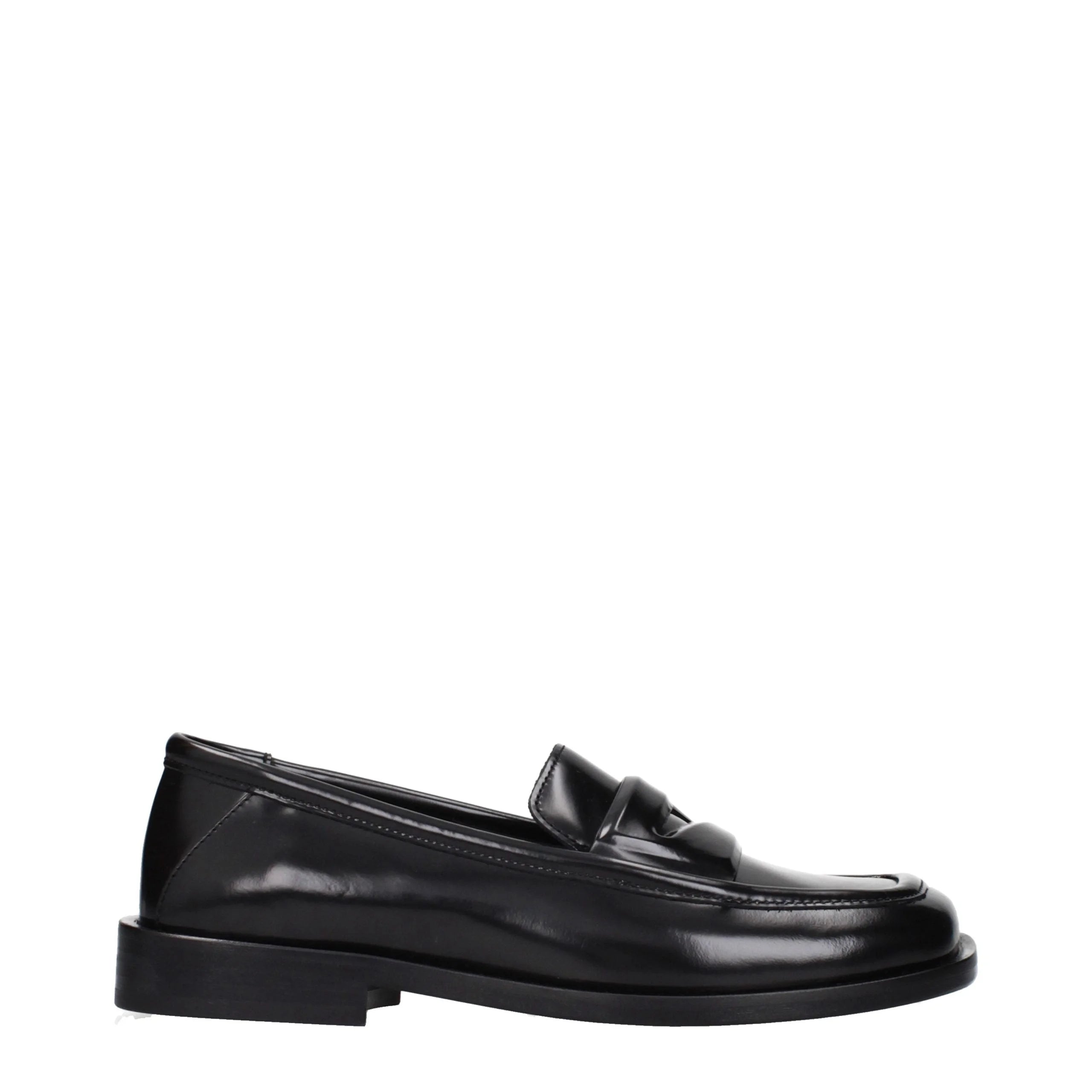 The Attico Black Leather Slip-On Loafers