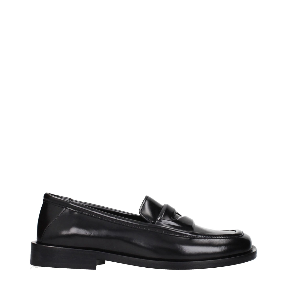 The Attico Black Leather Slip-On Loafers