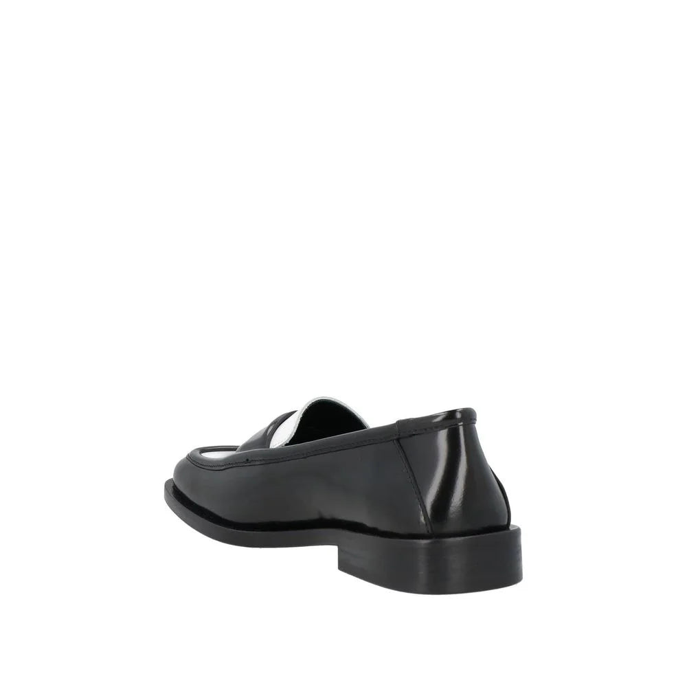 The Attico Black Leather Slip-On Loafers
