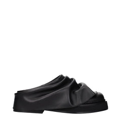The Attico Black Leather Slippers