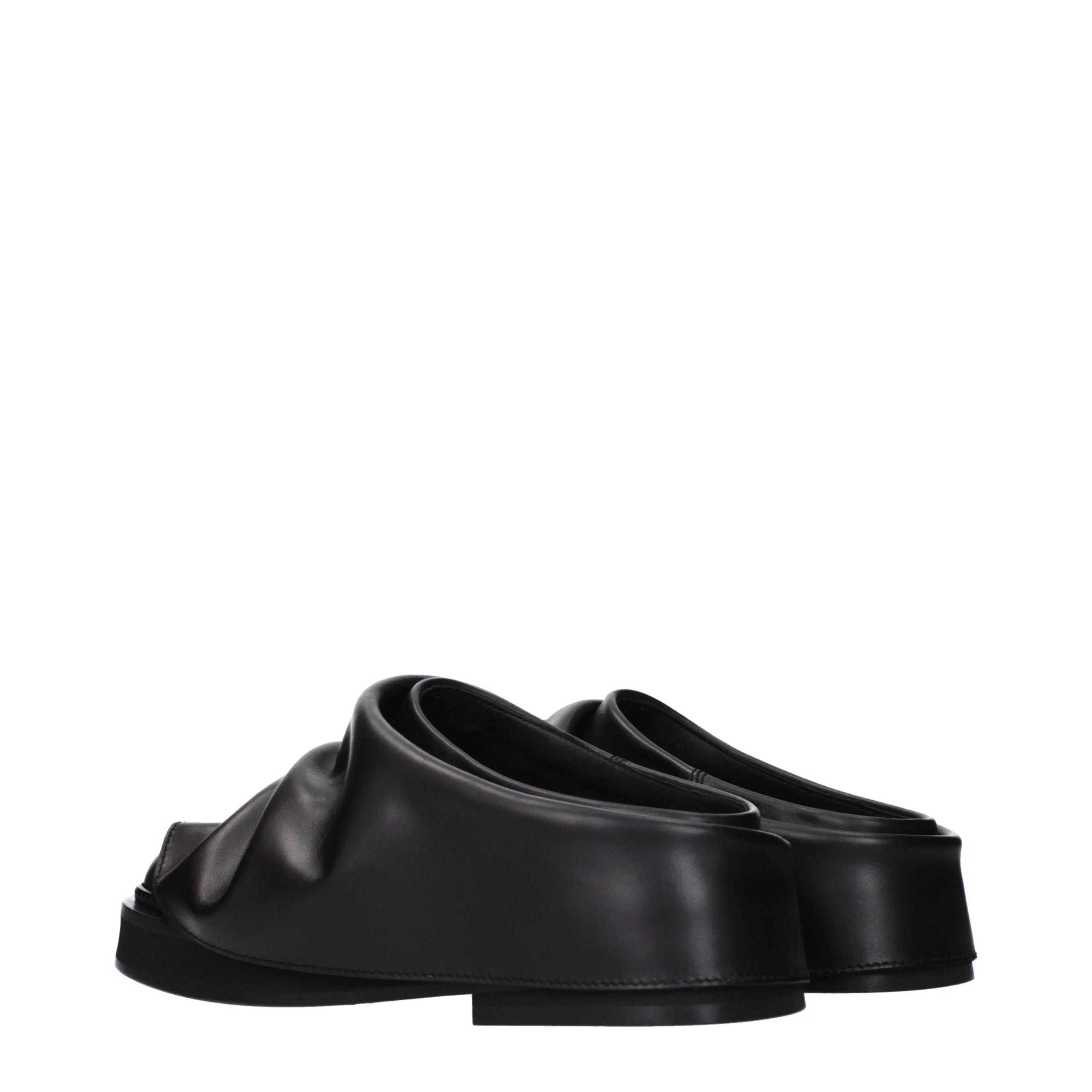 The Attico Black Leather Slippers