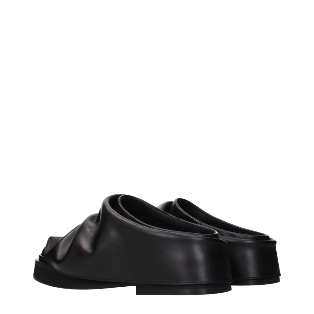 The Attico Black Leather Slippers