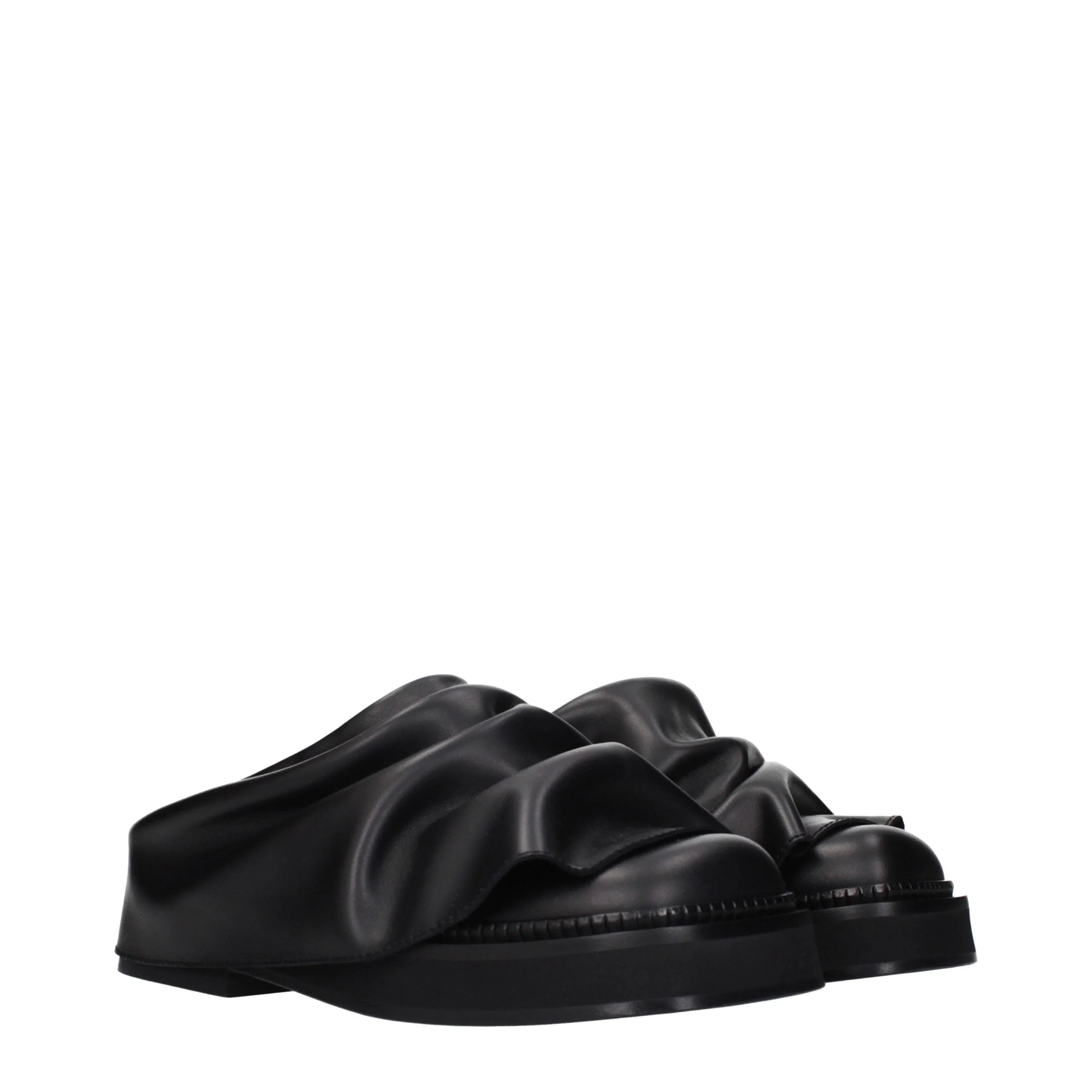 The Attico Black Leather Slippers