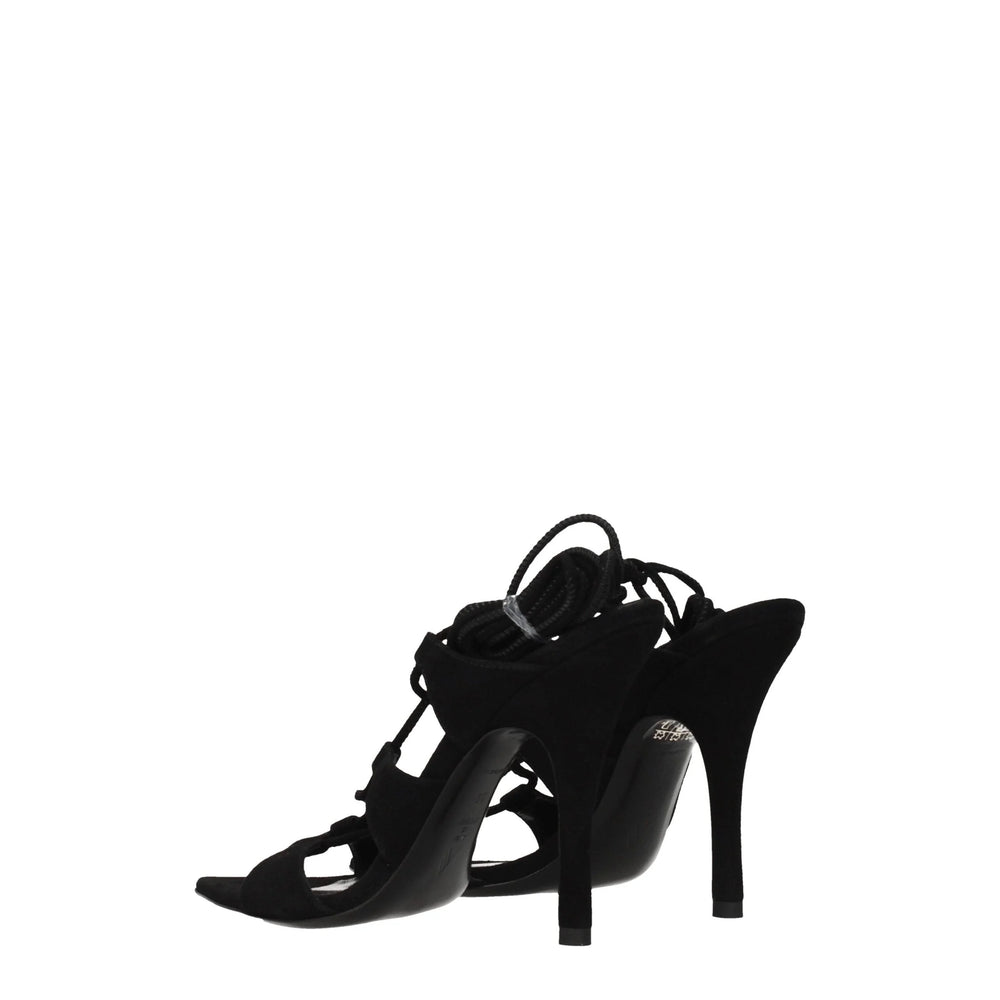 The Attico Black Leather Stiletto Heels Sandals