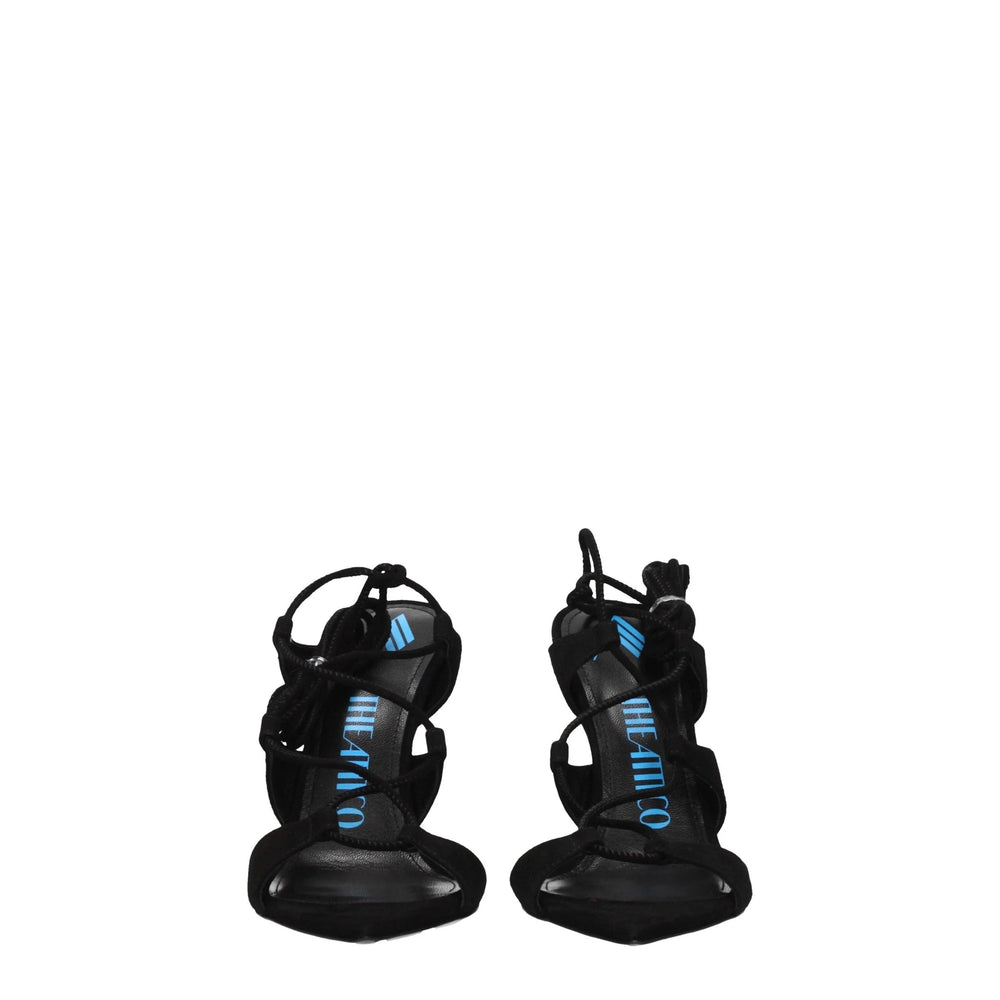 The Attico Black Leather Stiletto Heels Sandals