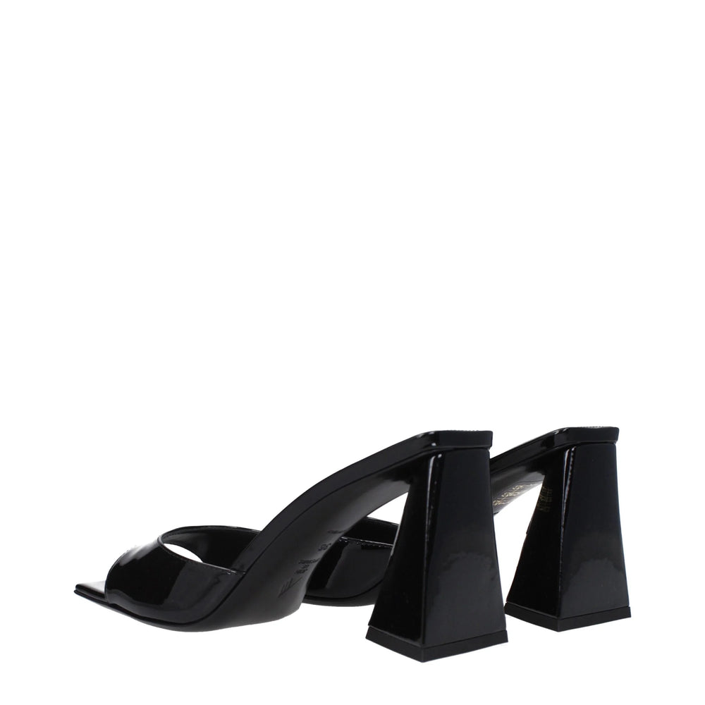 The Attico Black Leather Stiletto Heels Sandals - Sandals