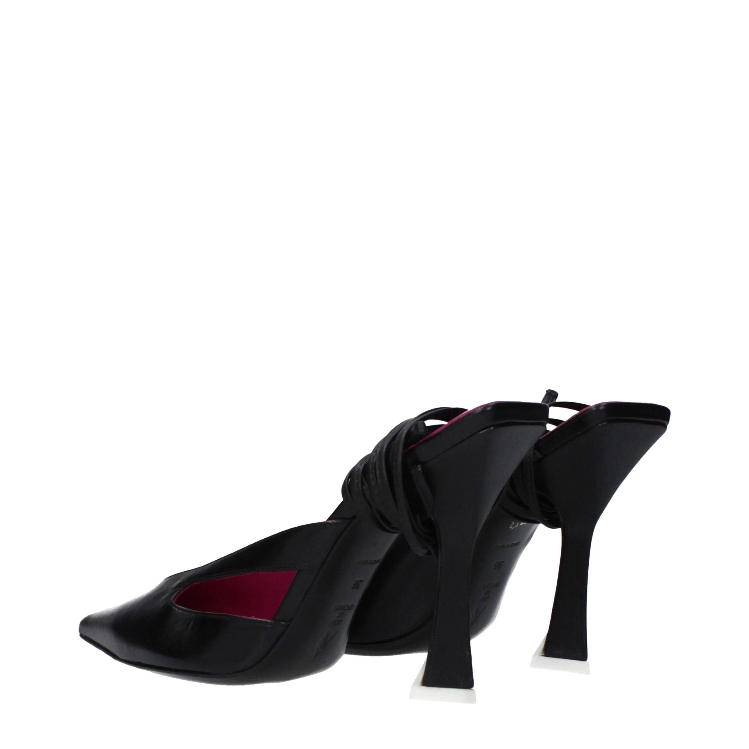 The Attico Black Leather Stiletto Heels Sandals - EU36/US6