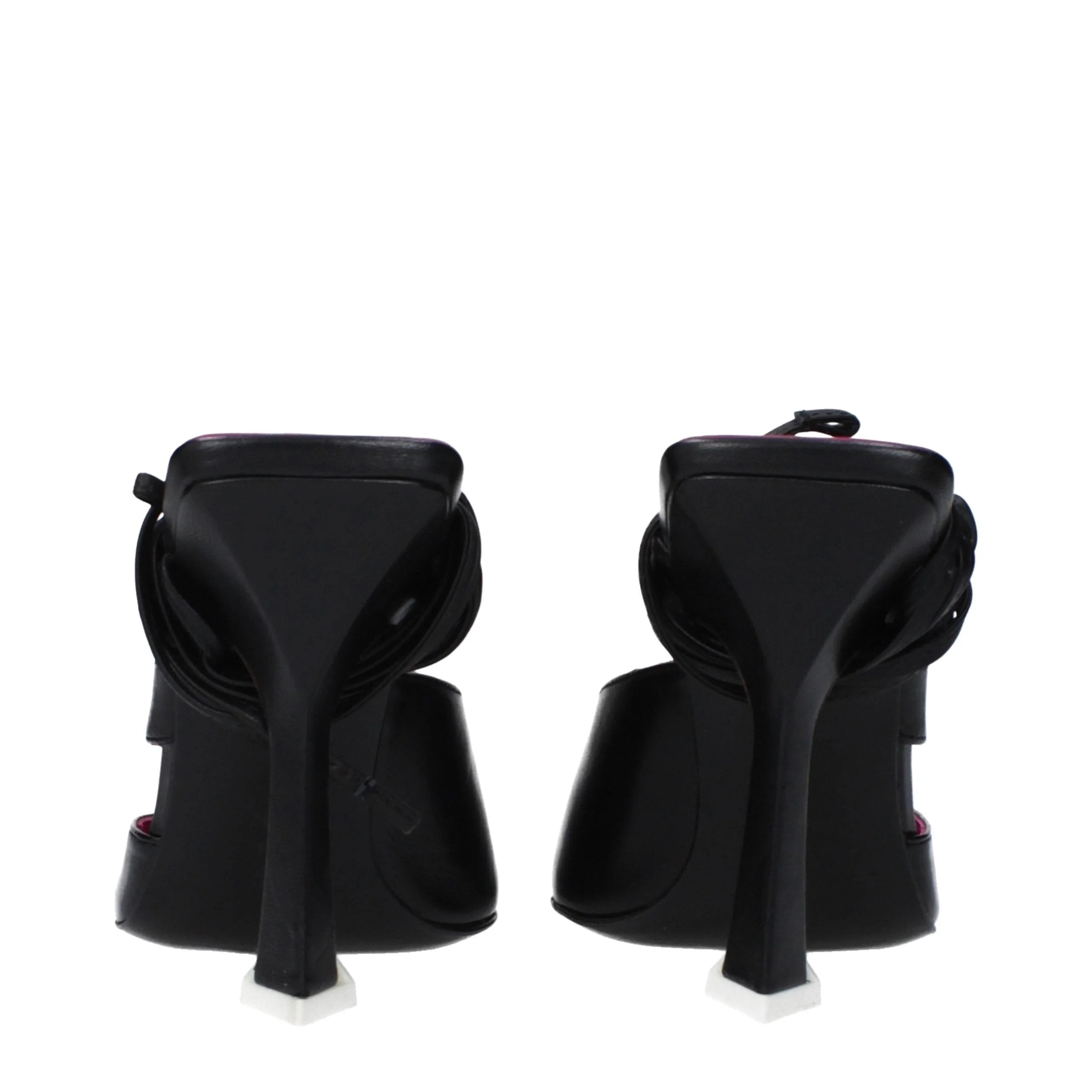 The Attico Black Leather Stiletto Heels Sandals - EU36/US6