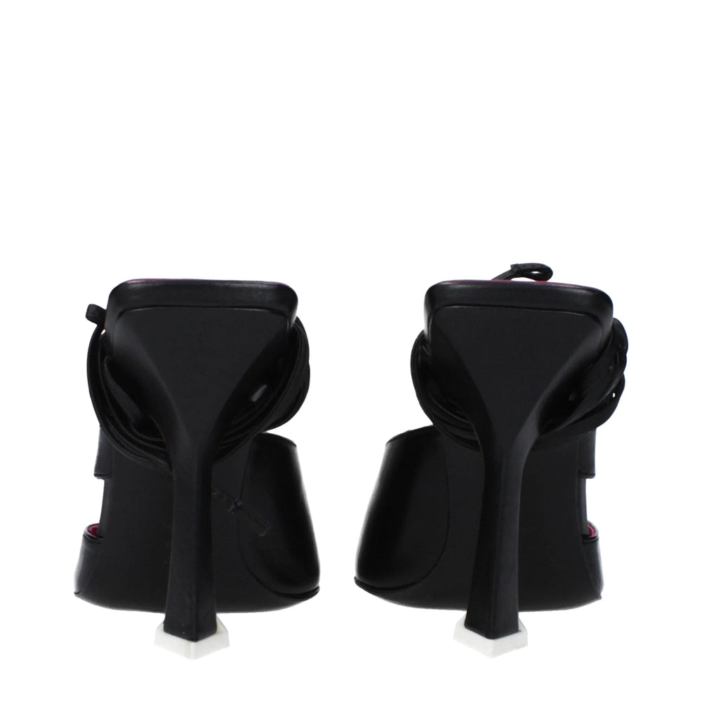 The Attico Black Leather Stiletto Heels Sandals - EU36/US6