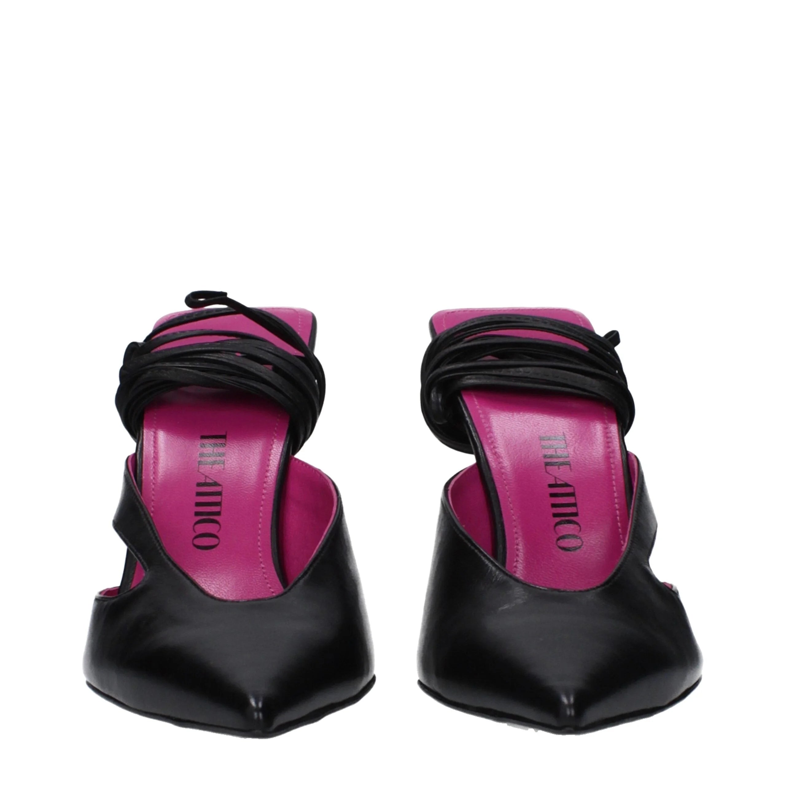 The Attico Black Leather Stiletto Heels Sandals - EU36/US6