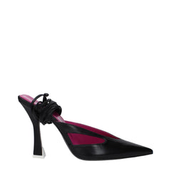 The Attico Black Leather Stiletto Heels Sandals - EU36/US6