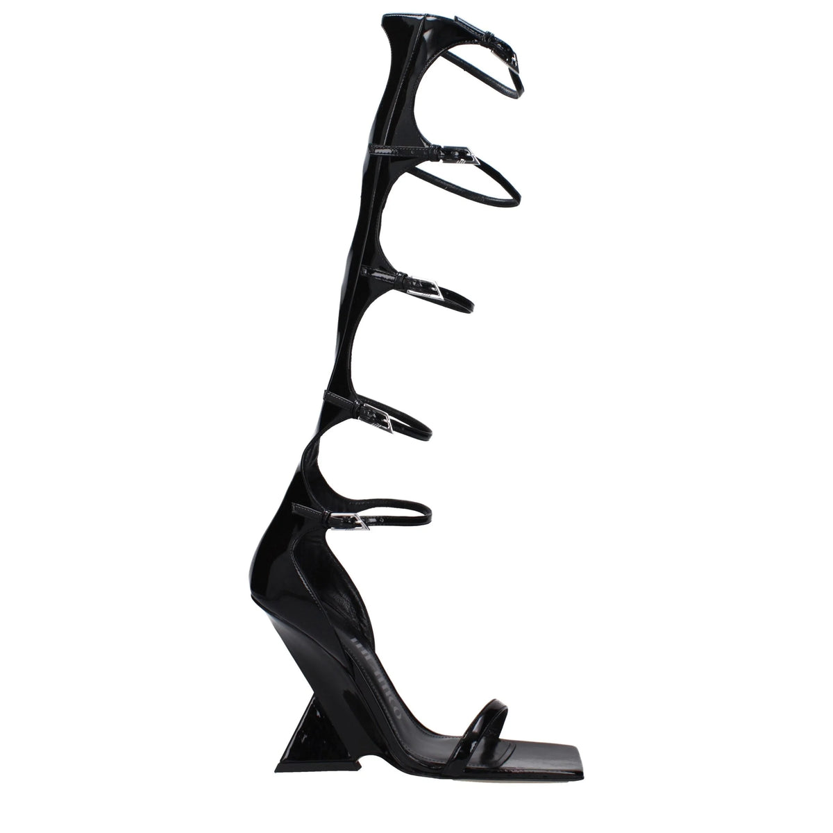 The Attico Black Leather Stiletto Heels Sandals - EU38/US8