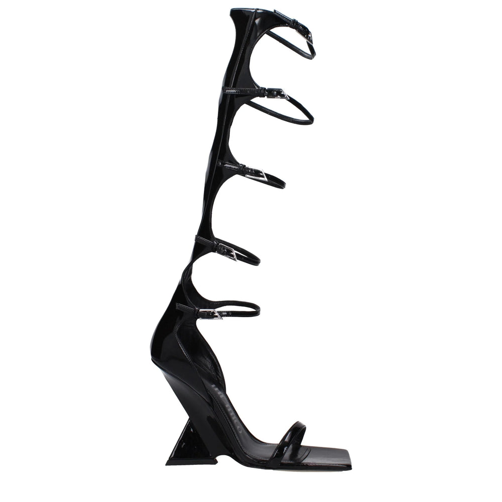 The Attico Black Leather Stiletto Heels Sandals - EU38/US8