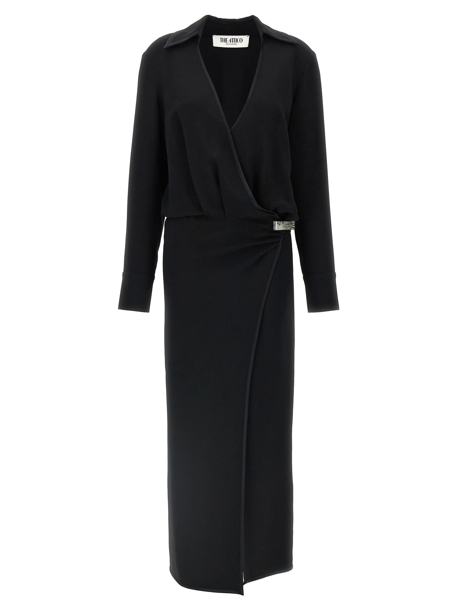 The Attico Black Marabou Midi Dress