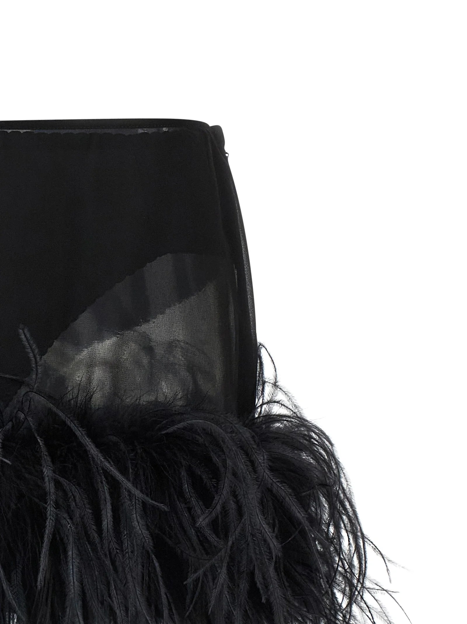 The Attico Black Polyester Long Skirt - IT42