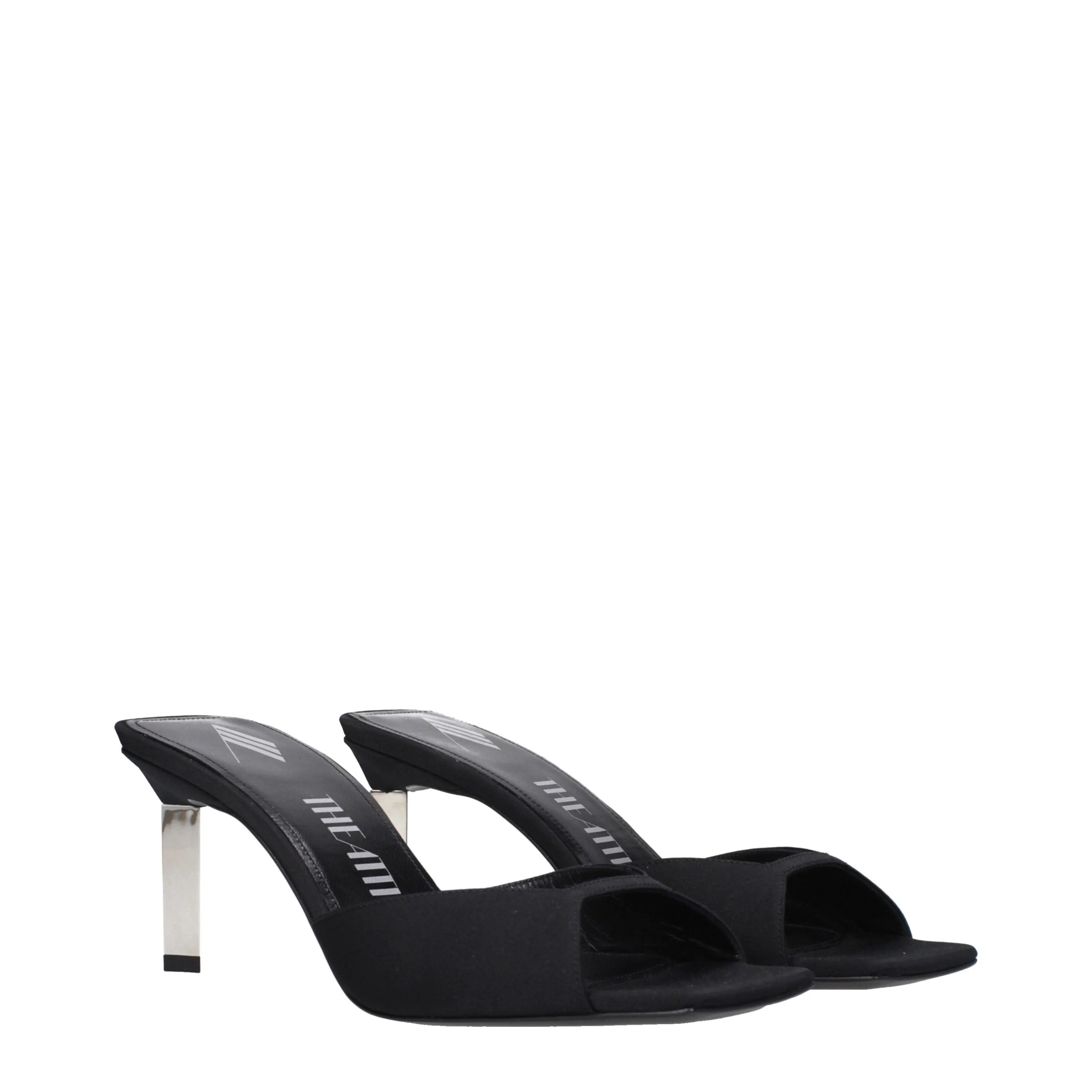 The Attico Black Satin Stiletto Heels Sandals - Sandals