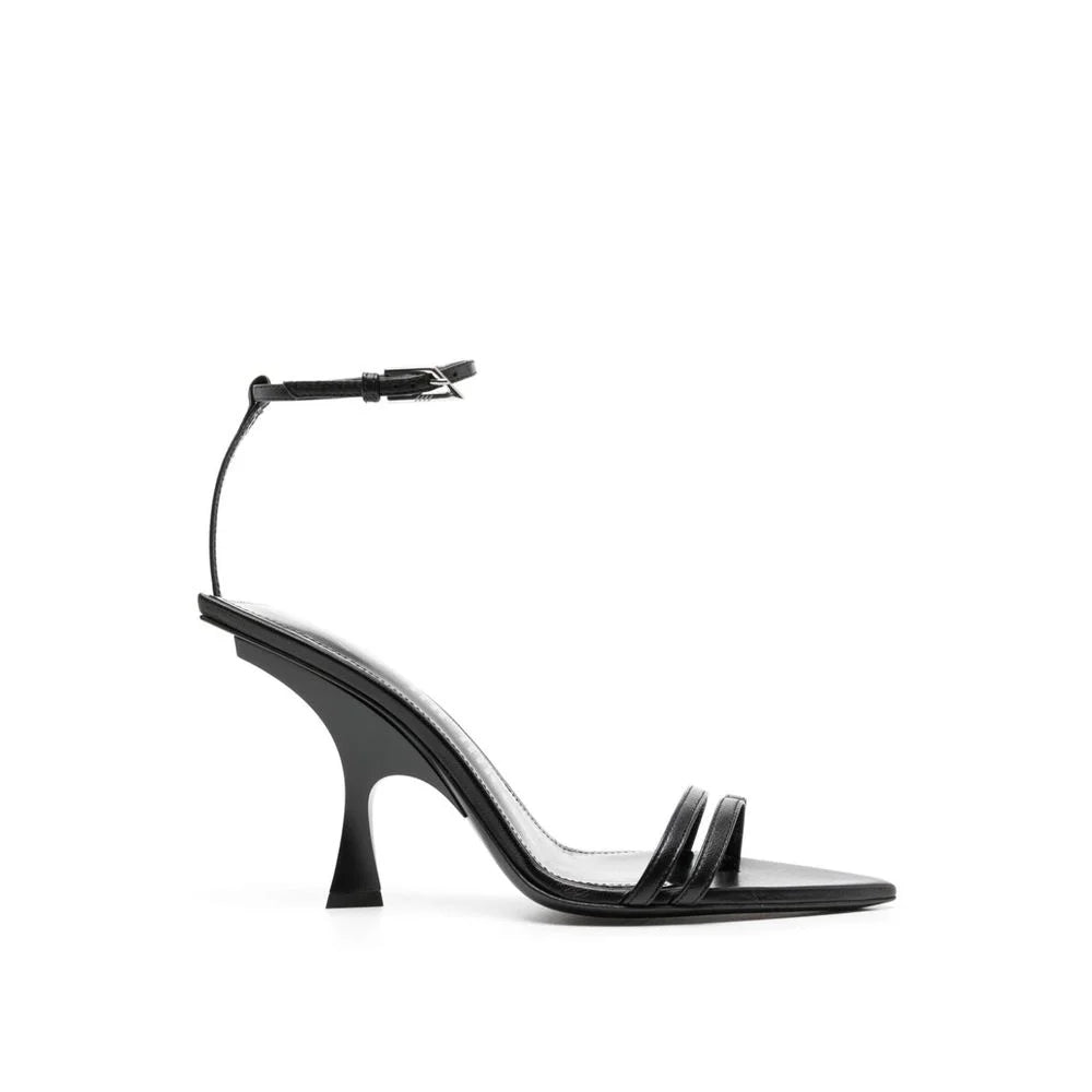 The Attico Black Silk Stiletto Heel Sandals