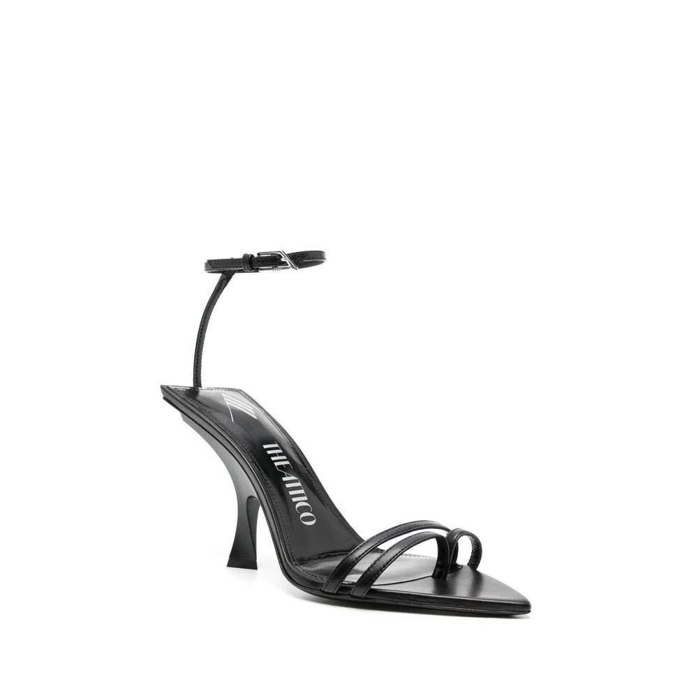 The Attico Black Silk Stiletto Heel Sandals