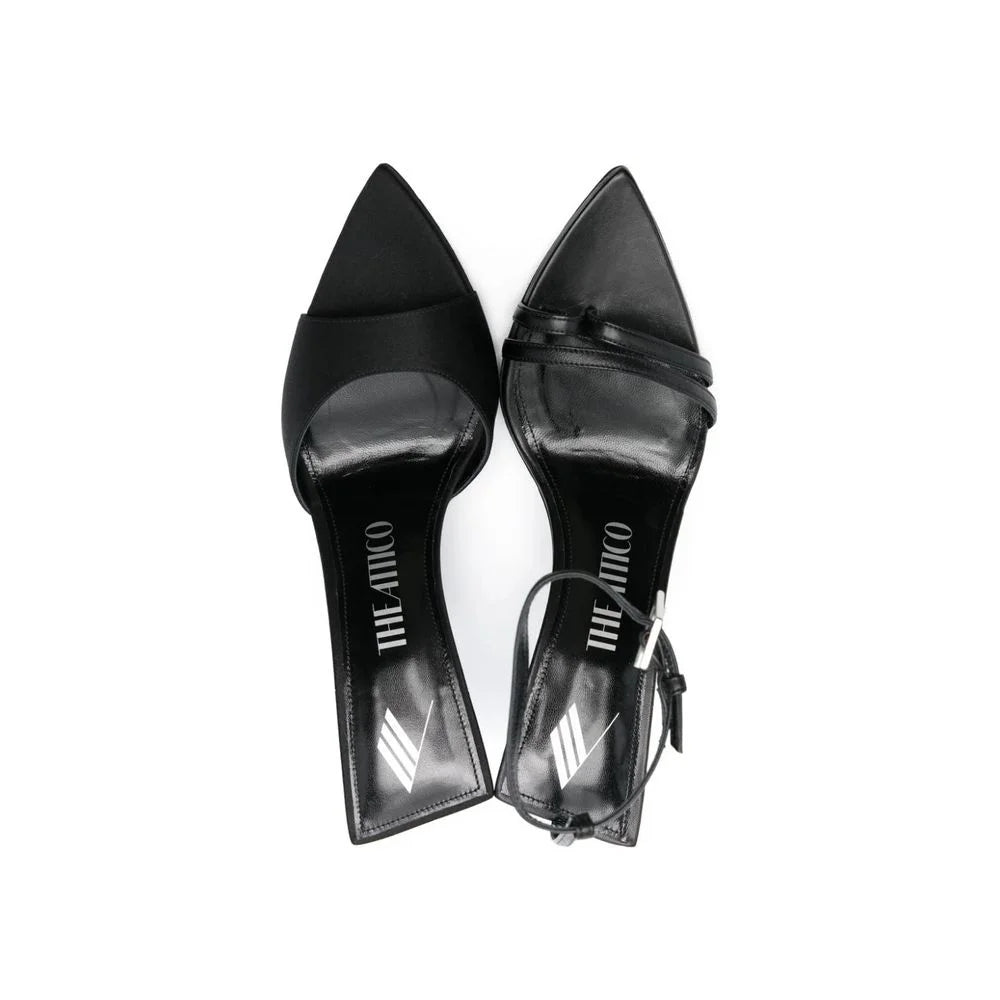 The Attico Black Silk Stiletto Heel Sandals