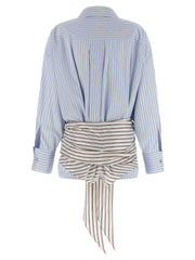 The Attico Blue Cotton Short Dress