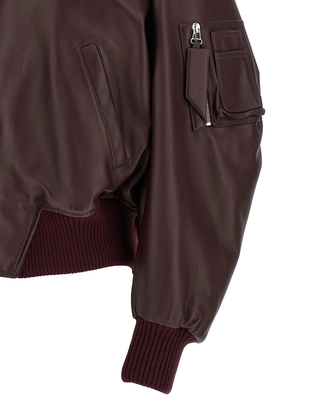 The Attico Bordeaux Lamb Leather Leather Jacket