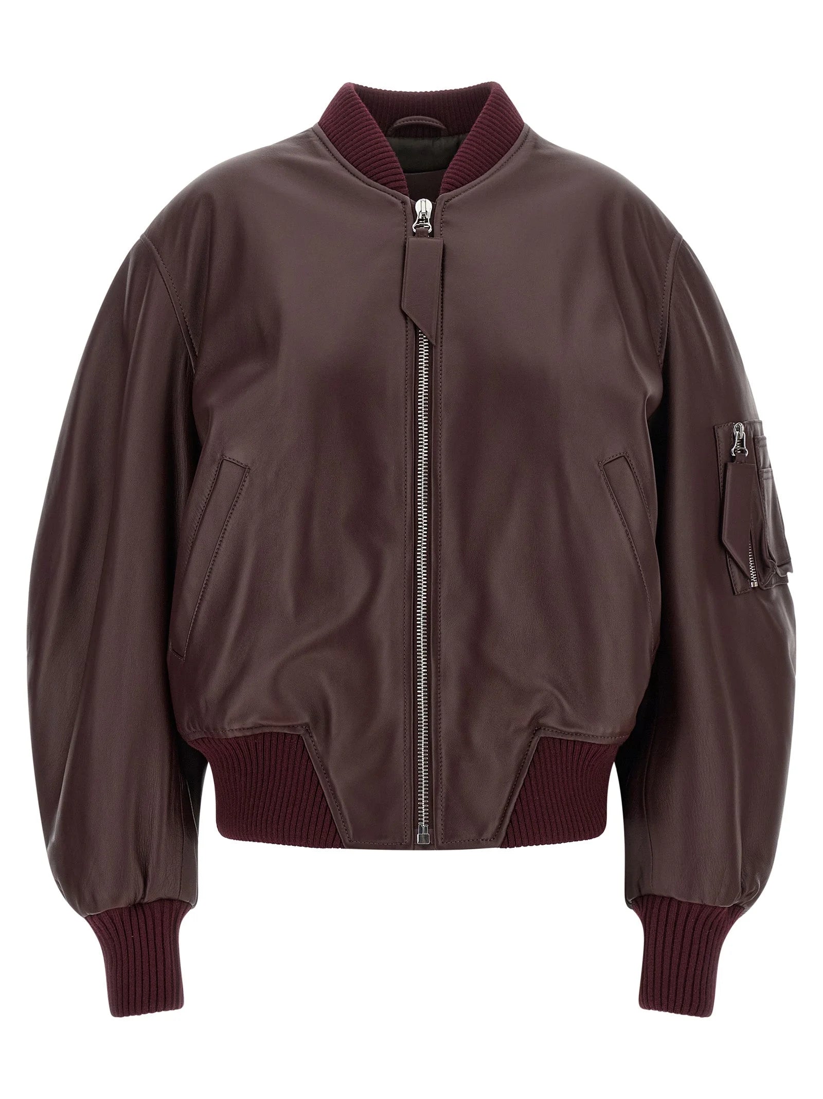 The Attico Bordeaux Lamb Leather Leather Jacket