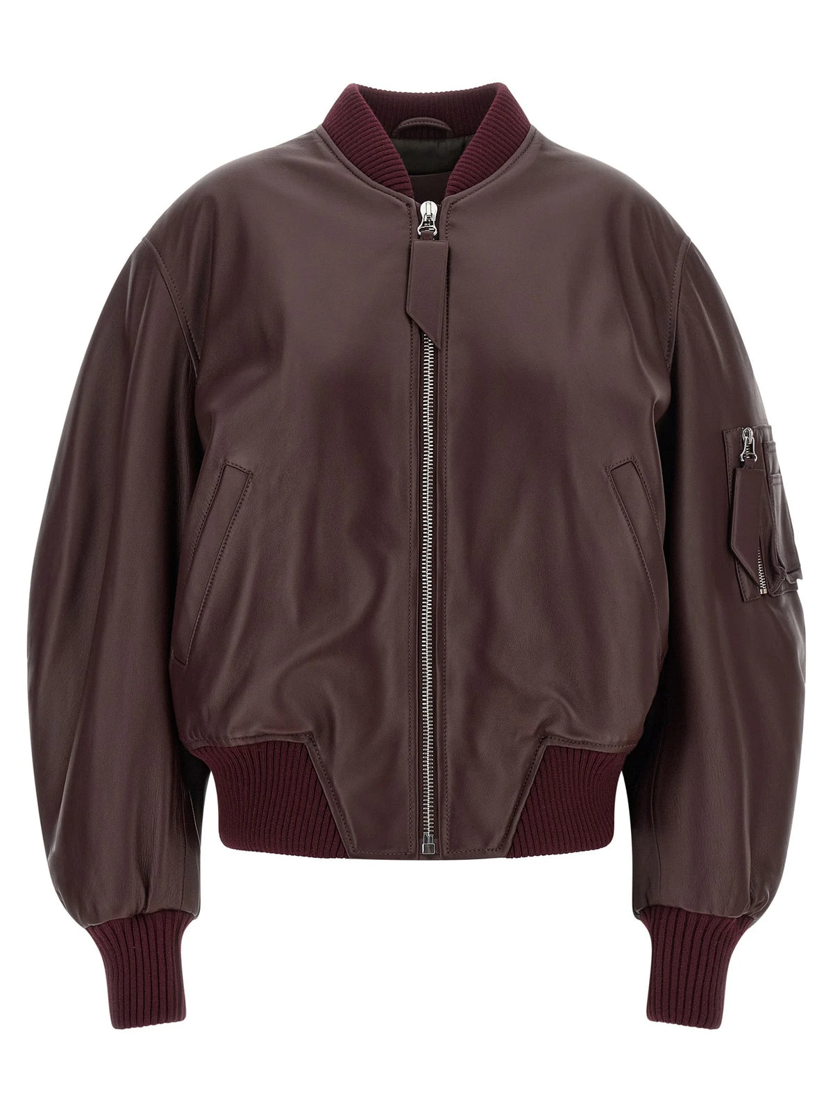 The Attico Bordeaux Lamb Leather Leather Jacket
