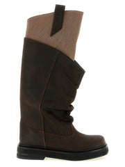 The Attico Brown Calf Leather Bos Taurus Over The Knee