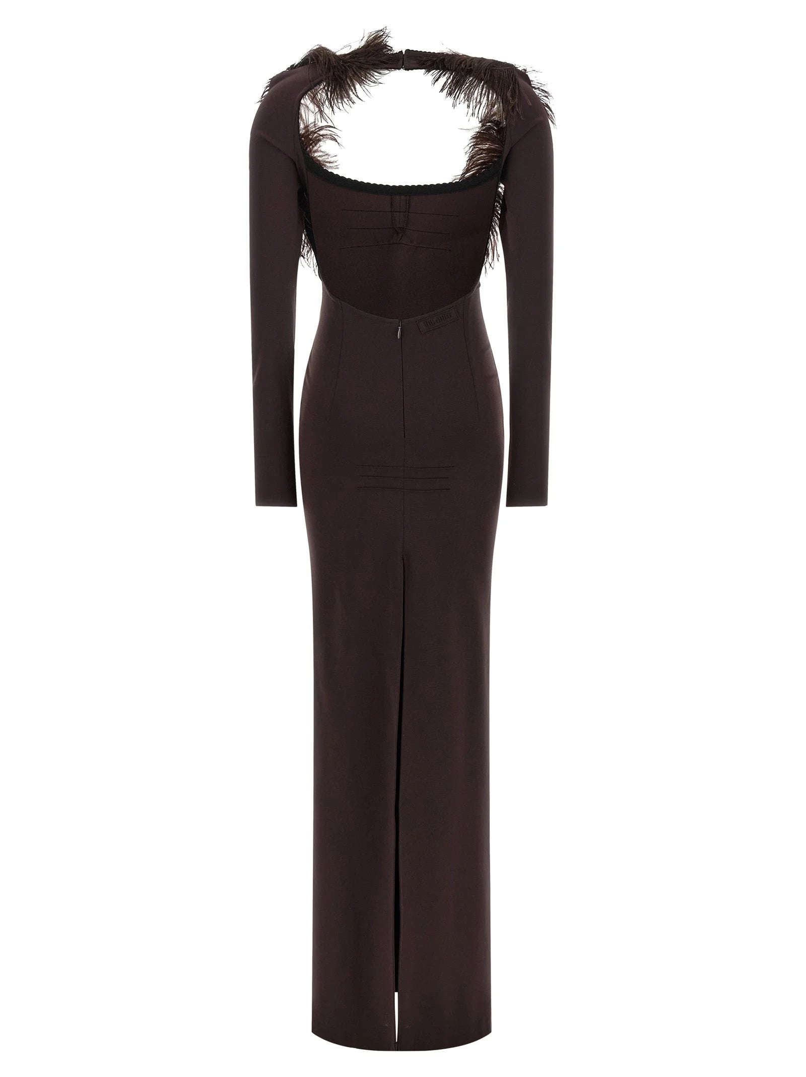 The Attico Brown Viscose Long Dress