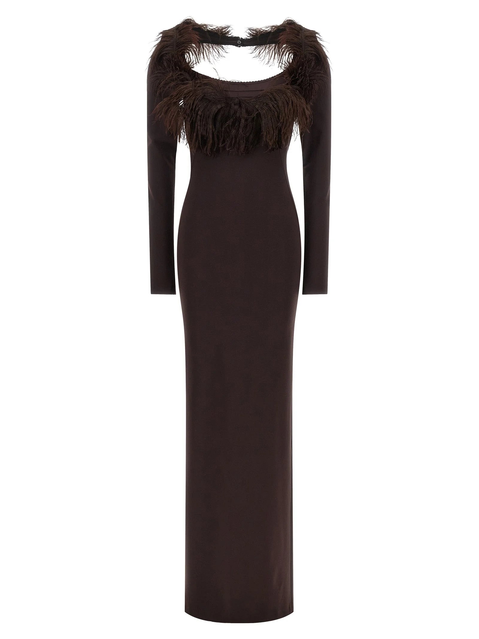 The Attico Brown Viscose Long Dress