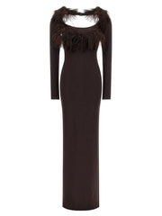 The Attico Brown Viscose Long Dress