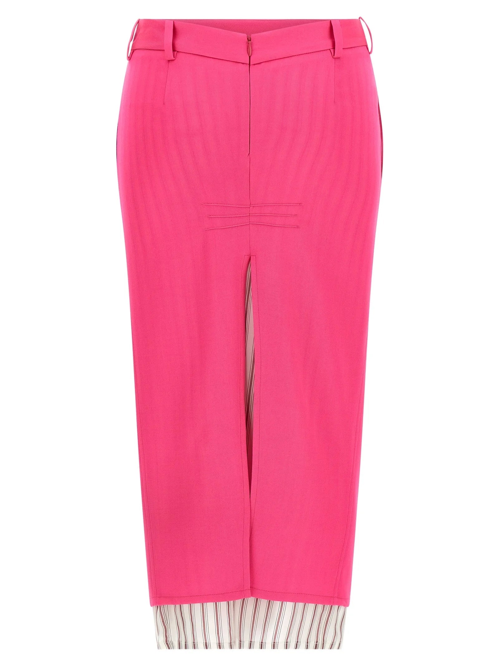 The Attico Fuchsia Virgin Wool Midi Skirt - IT38