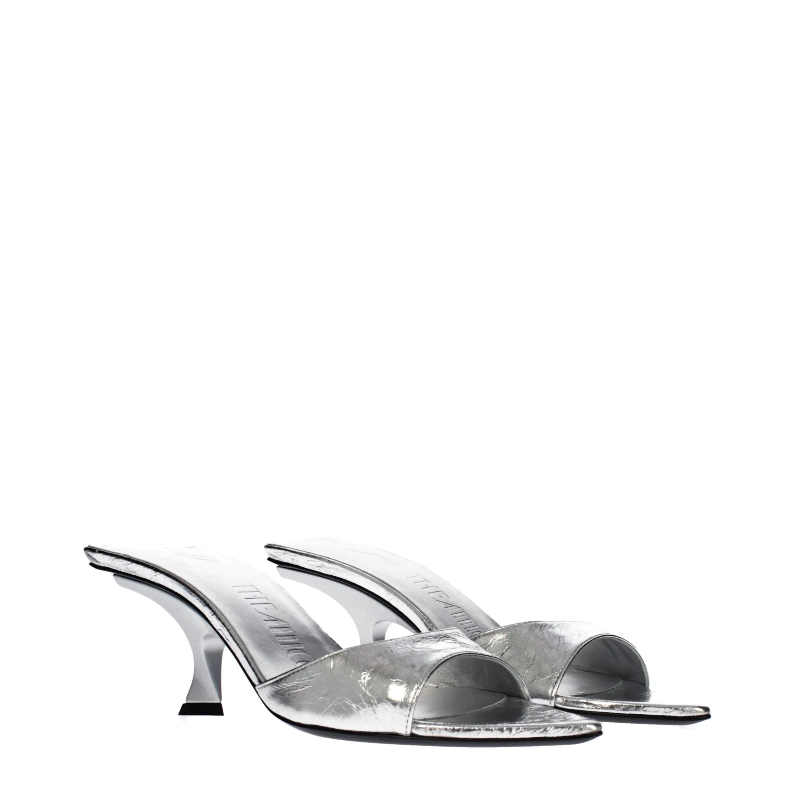 Sandalias planas de cuero gris de The Attico - Sandalias
