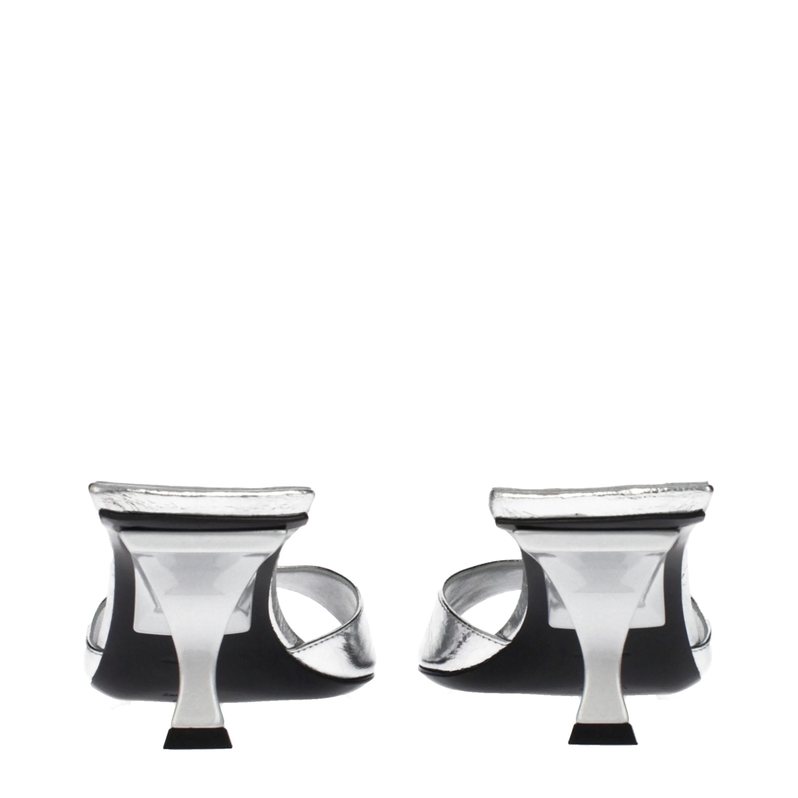 The Attico Gray Leather Flat Sandals