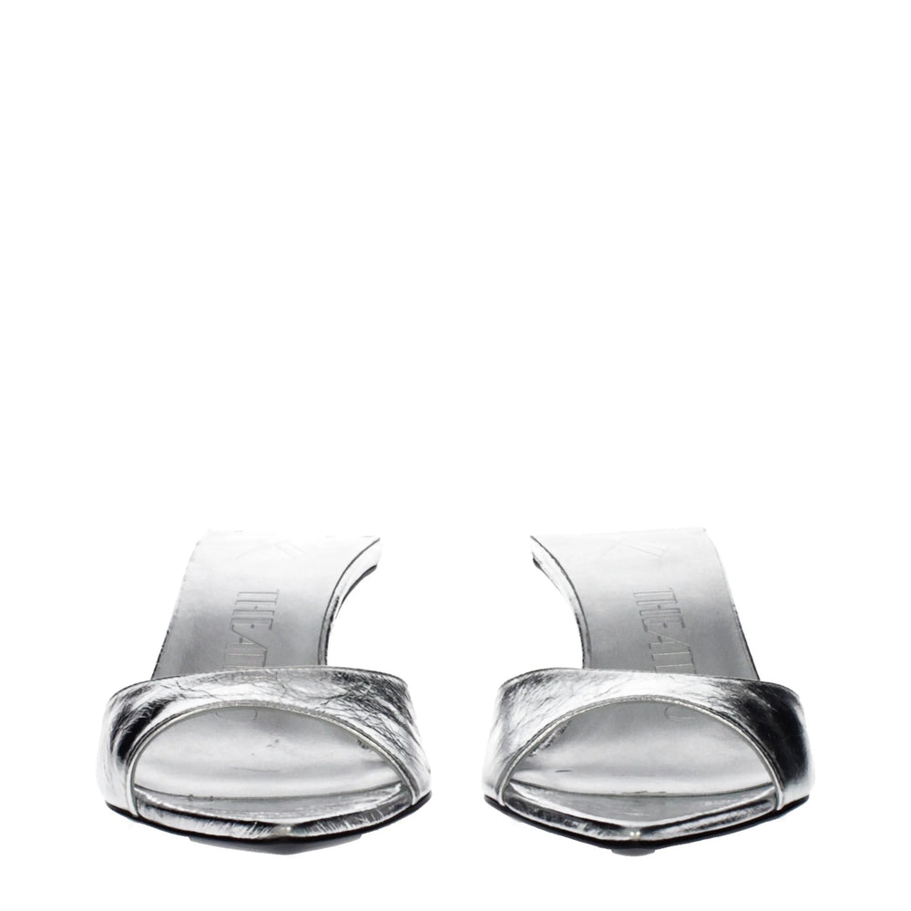 Sandalias planas de cuero gris de The Attico - Sandalias