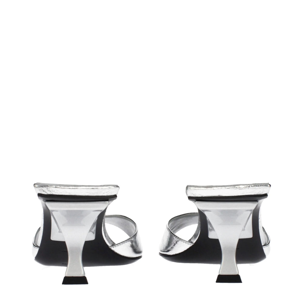 The Attico Gray Leather Flat Sandals