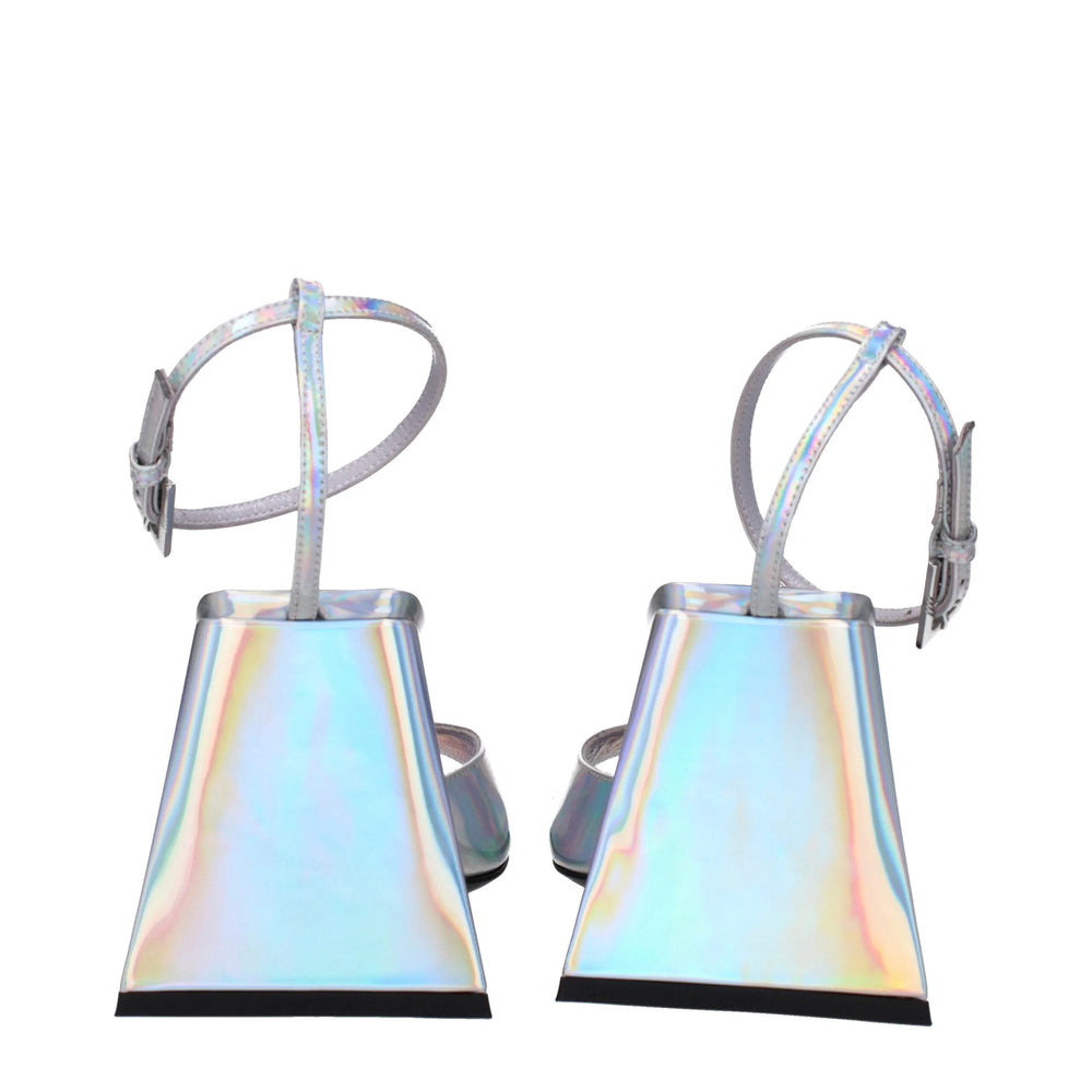 The Attico Gray Leather Platforms - Sandals