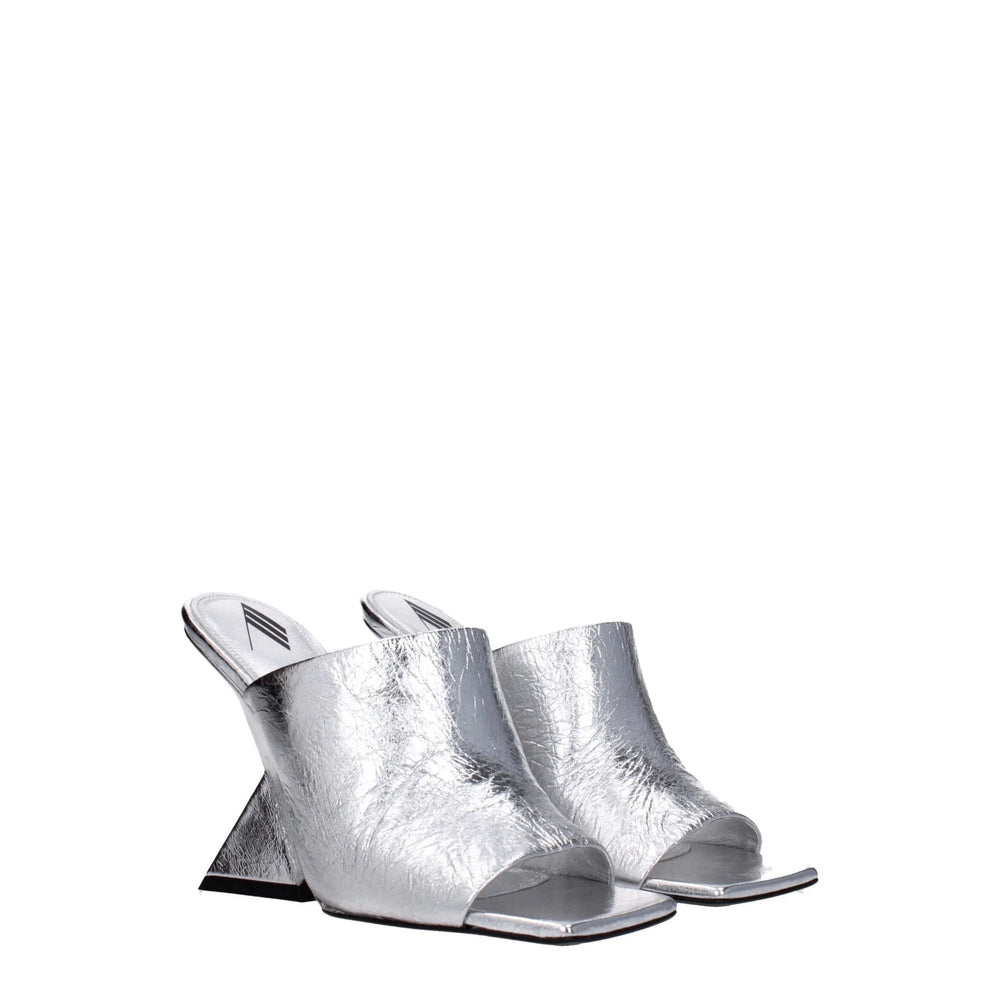 The Attico Gray Leather Platforms - Sandals