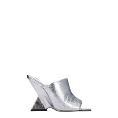 The Attico Gray Leather Platforms - Sandals
