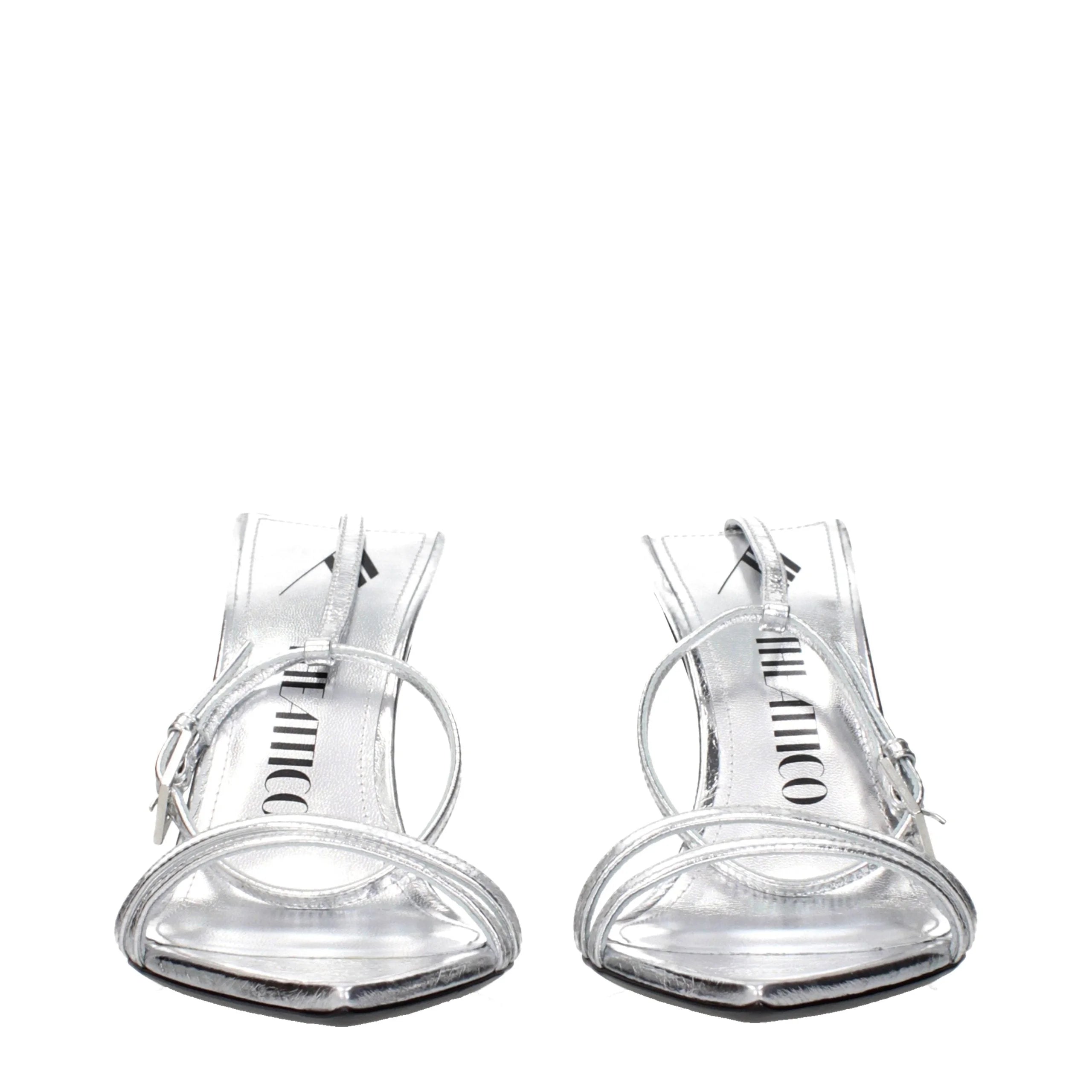 The Attico Gray Leather Stiletto Heel Sandals